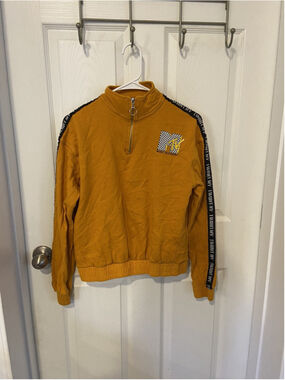 MTV Pullover Sweatshirt 1/4 Zip Small Yellow I want my MTV Sleeve Ribbon Medium